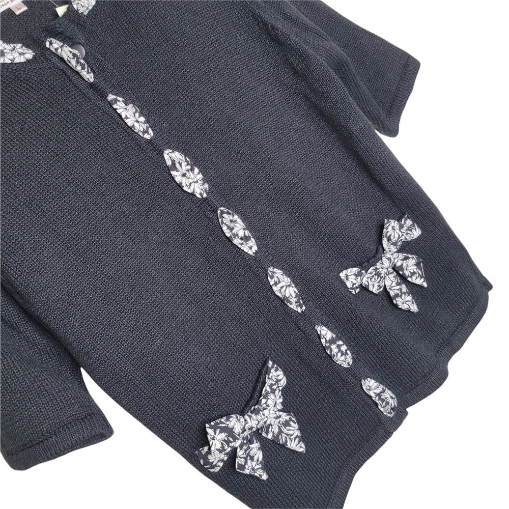 New Talbots Susan Bristol Vintage Women's Short Sleeve Black Sweater Size Large - Picture 2 of 4
